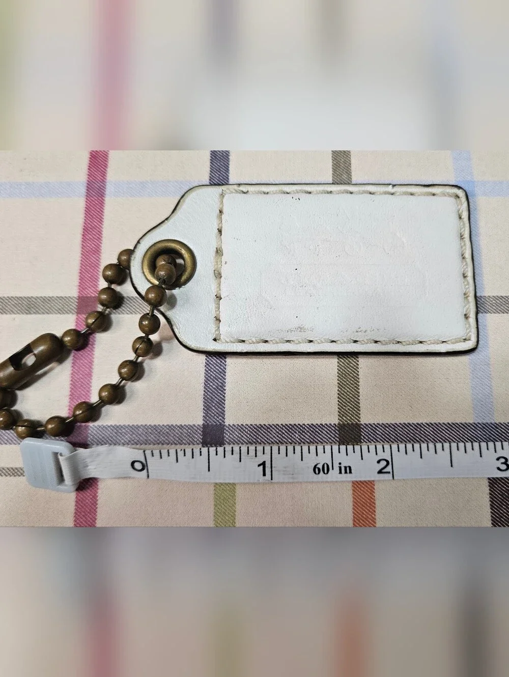Coach BLEECKER LEATHERWARE Hangtag w/Large Brass Ballchain In Chalk White